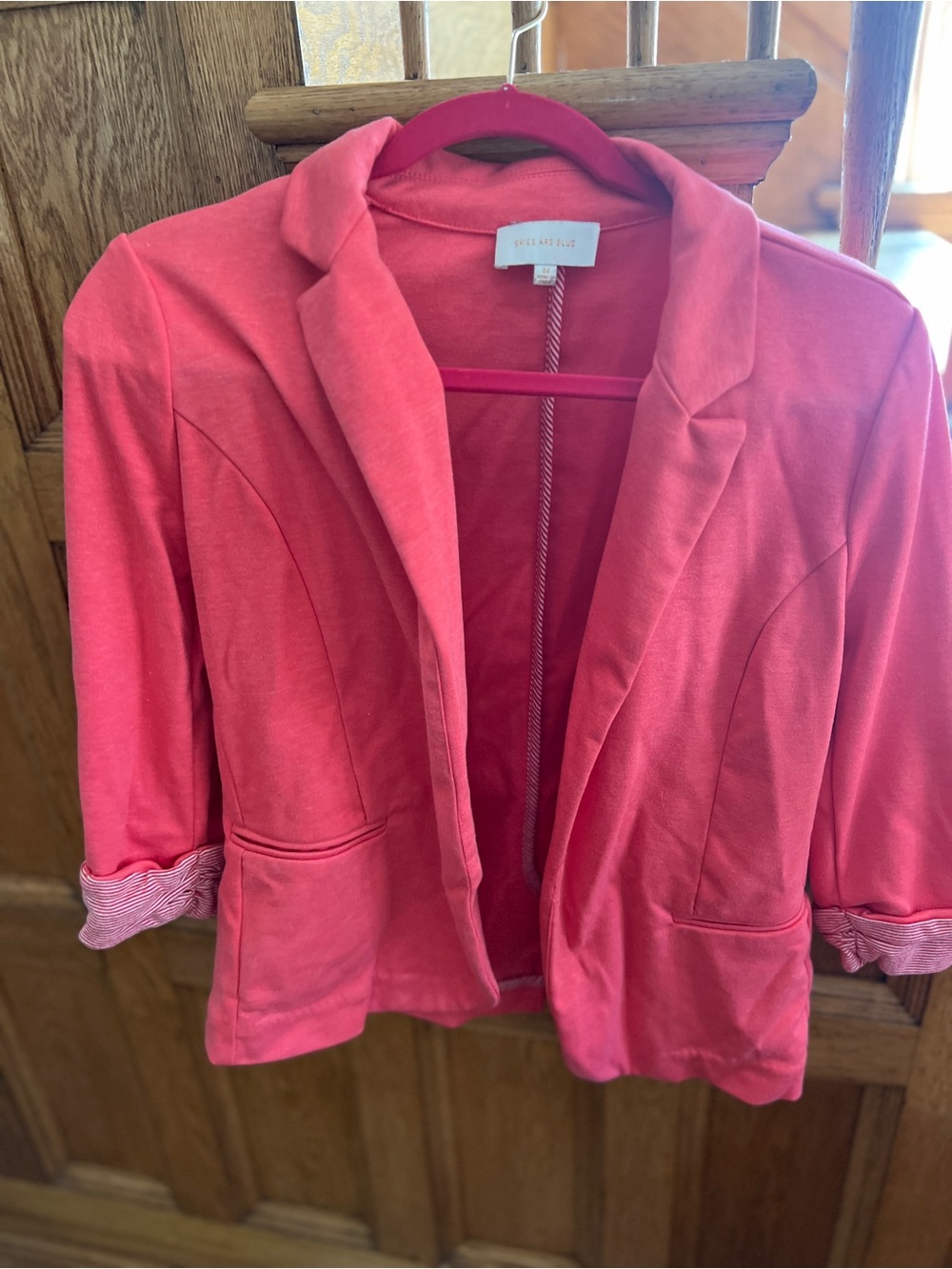 Skies Are Blue Women’s Pink Open-Front Blazer